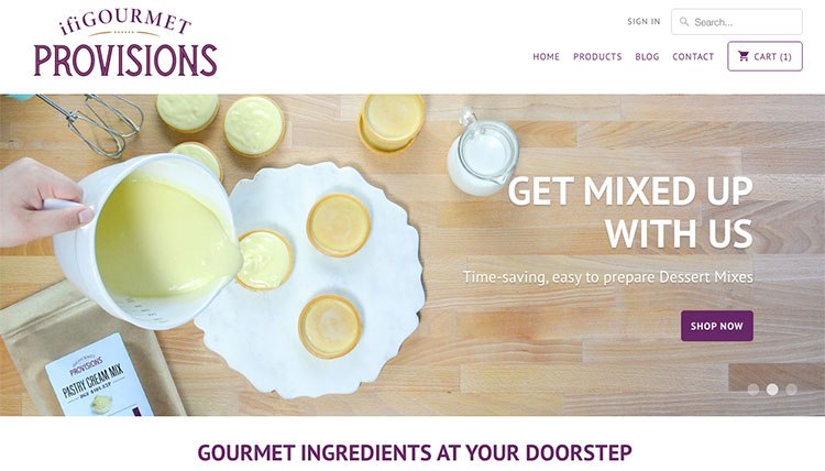 An image of the ifiGOURMET provisions website homepage. 